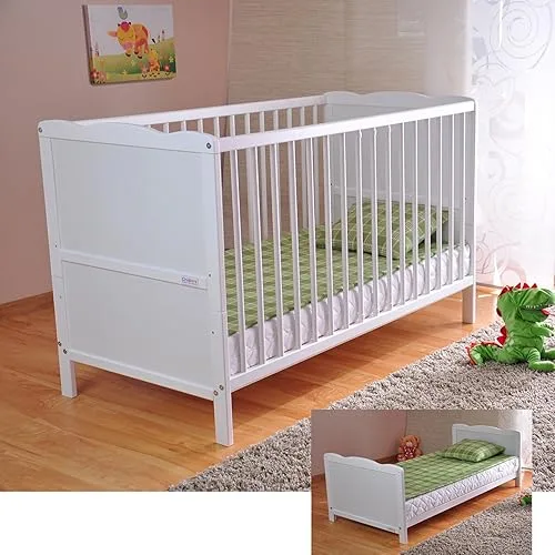 Lit bébé évolutif Marsell 120x60 blanc avec matelas