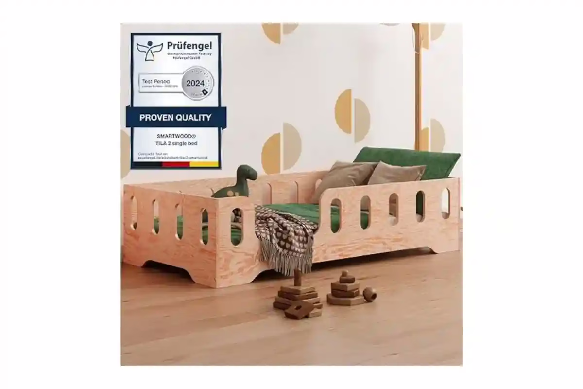 lit Montessori au sol en bois smartwood TILA 2L 70x140 avec barriere de securite